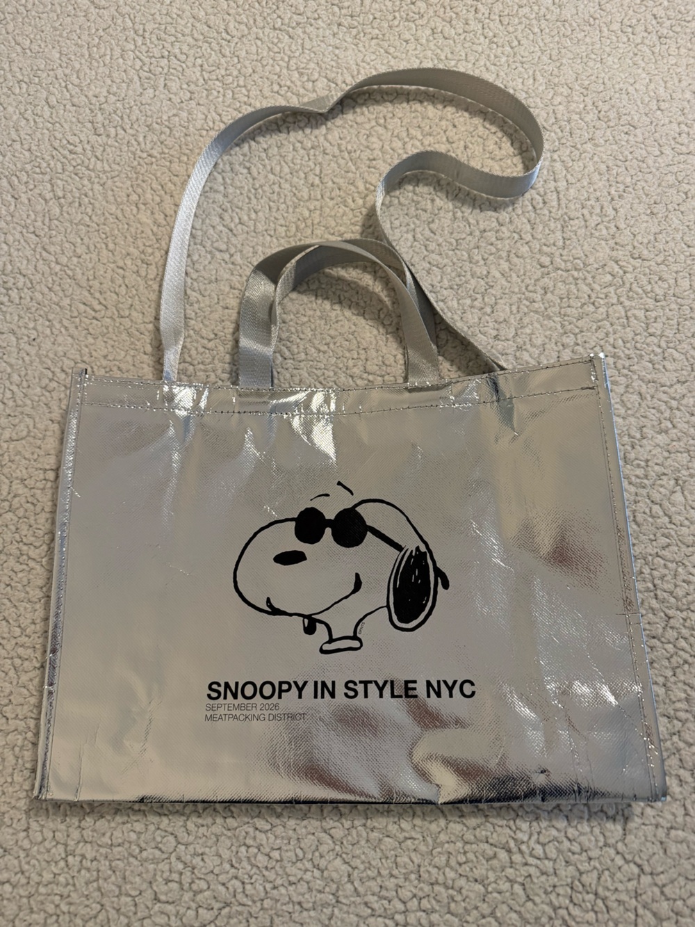 Peanuts “Snoopy in Style NYC” Silver Tote Bag